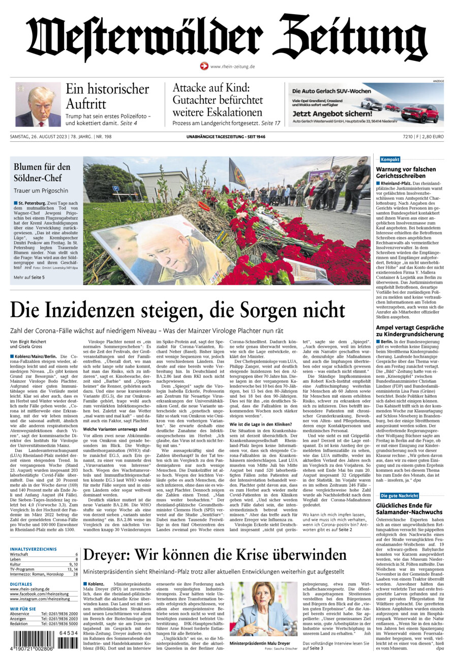 Westerwälder Zeitung vom Samstag, 26.08.2023
