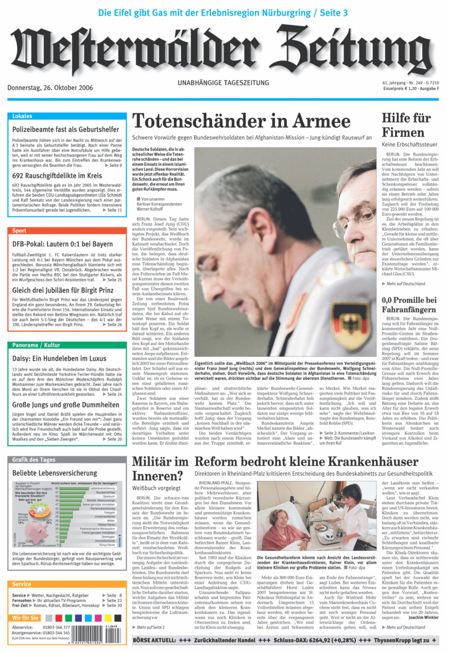 Westerwälder Zeitung vom Donnerstag, 26.10.2006