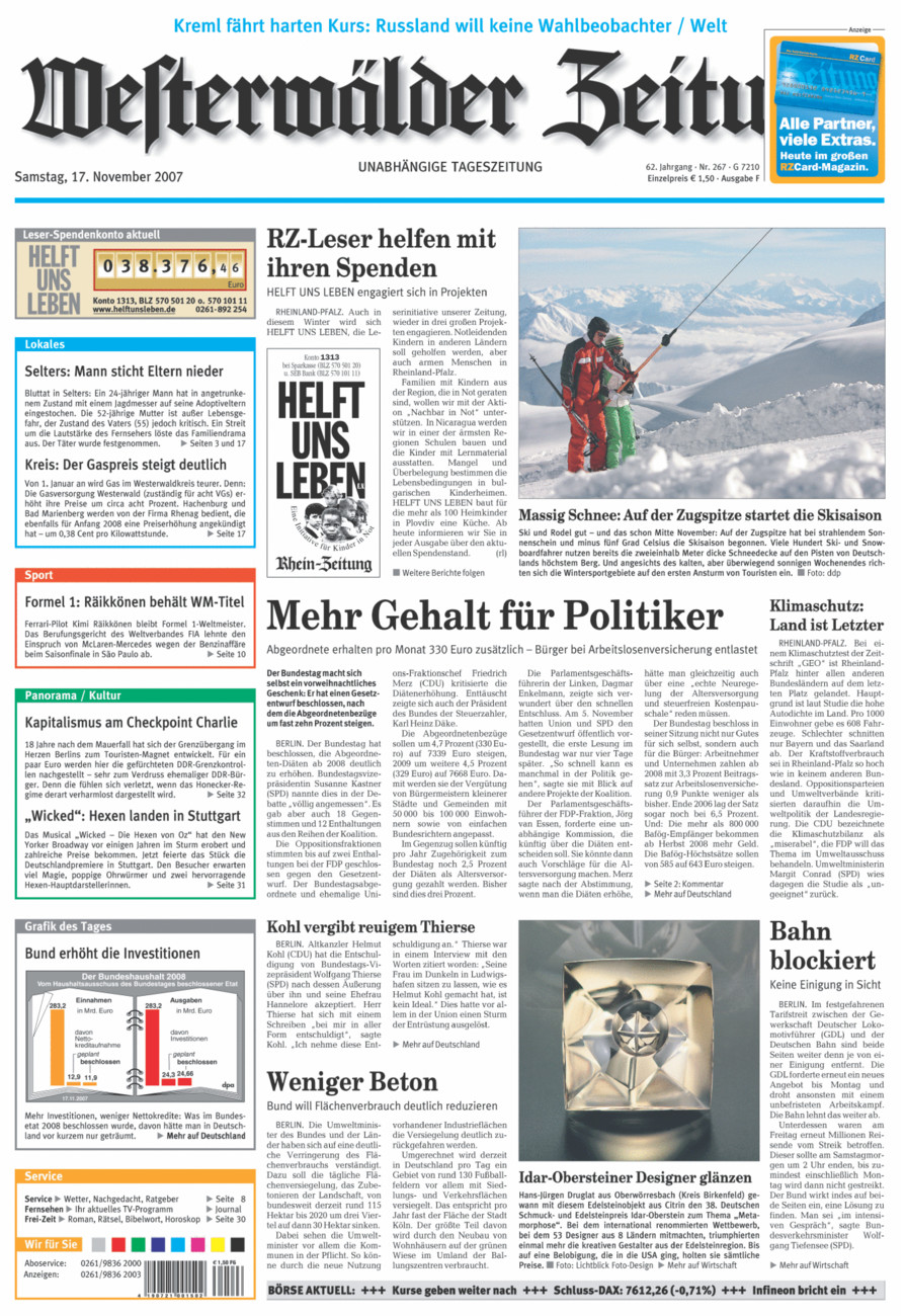 Westerwälder Zeitung vom Samstag, 17.11.2007