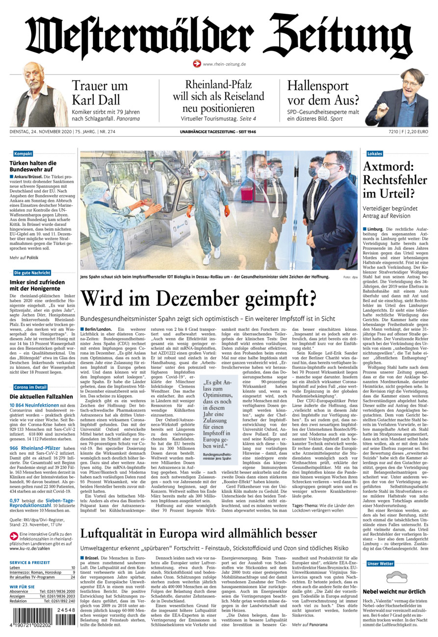 Westerwälder Zeitung vom Dienstag, 24.11.2020