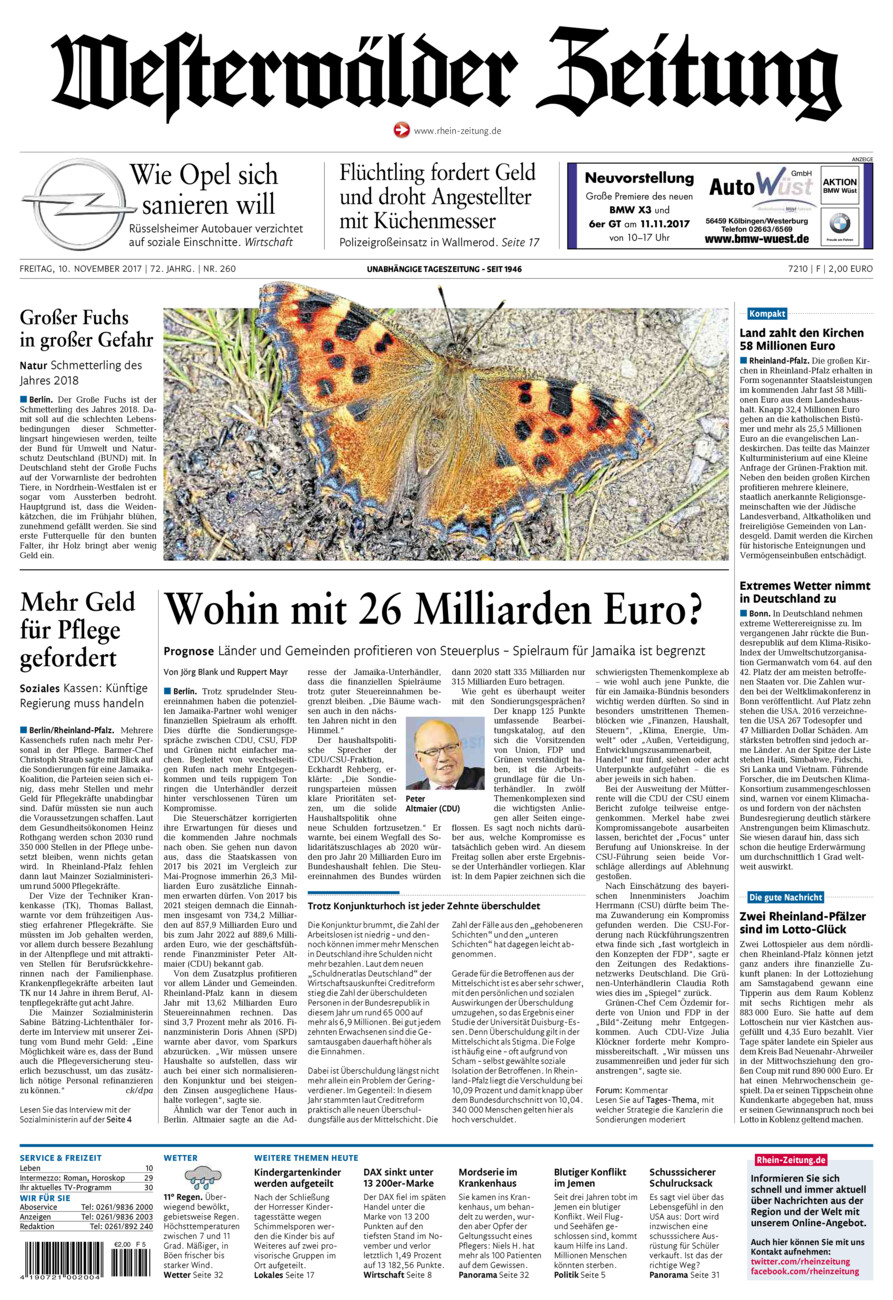Westerwälder Zeitung vom Freitag, 10.11.2017