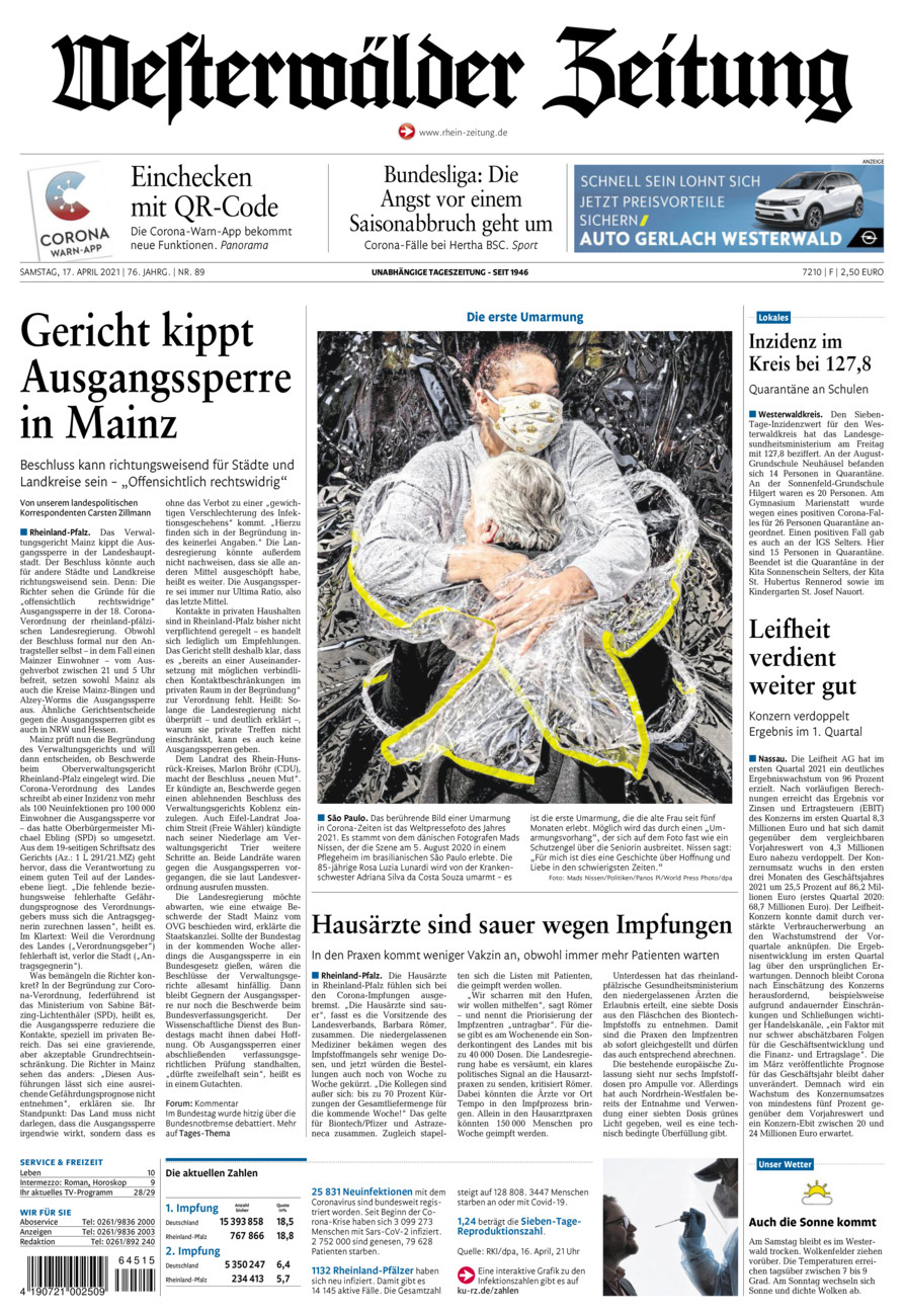 Westerwälder Zeitung vom Samstag, 17.04.2021