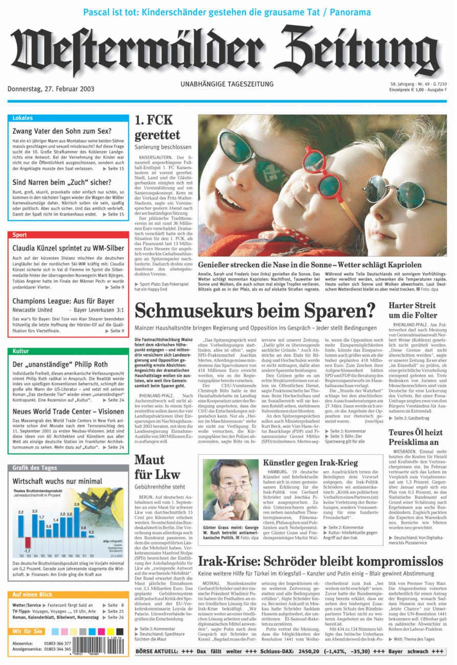 Westerwälder Zeitung vom Donnerstag, 27.02.2003