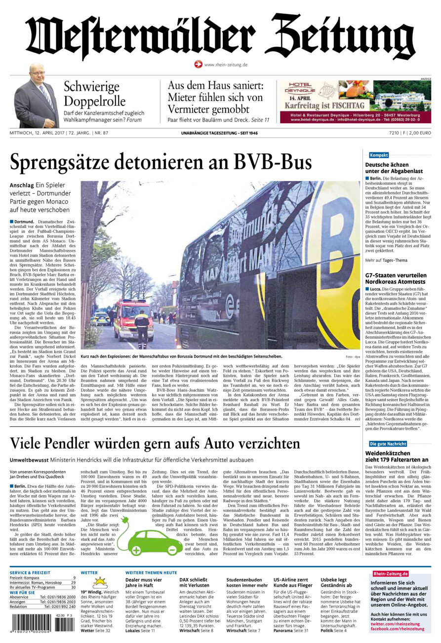 Westerwälder Zeitung vom Mittwoch, 12.04.2017