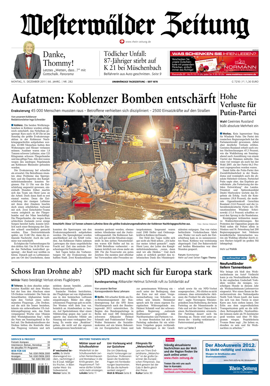 Westerwälder Zeitung vom Montag, 05.12.2011