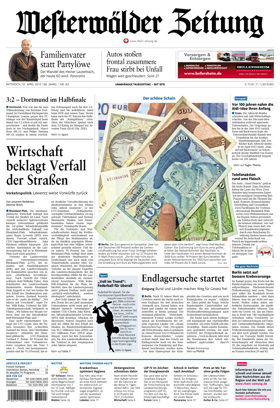 Westerwälder Zeitung vom Mittwoch, 10.04.2013