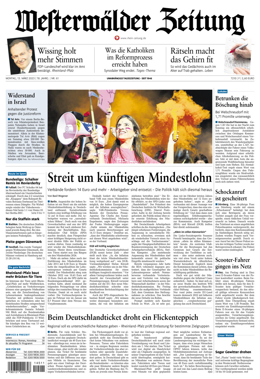 Westerwälder Zeitung vom Montag, 13.03.2023
