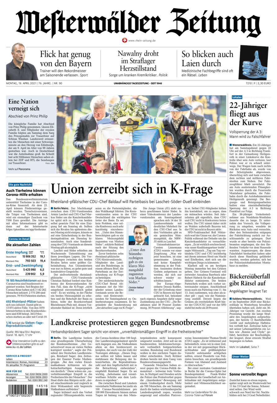 Westerwälder Zeitung vom Montag, 19.04.2021