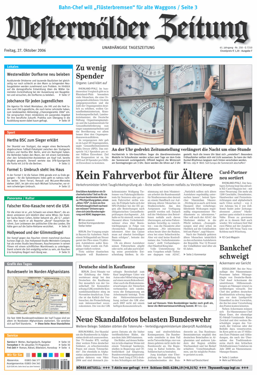 Westerwälder Zeitung vom Freitag, 27.10.2006