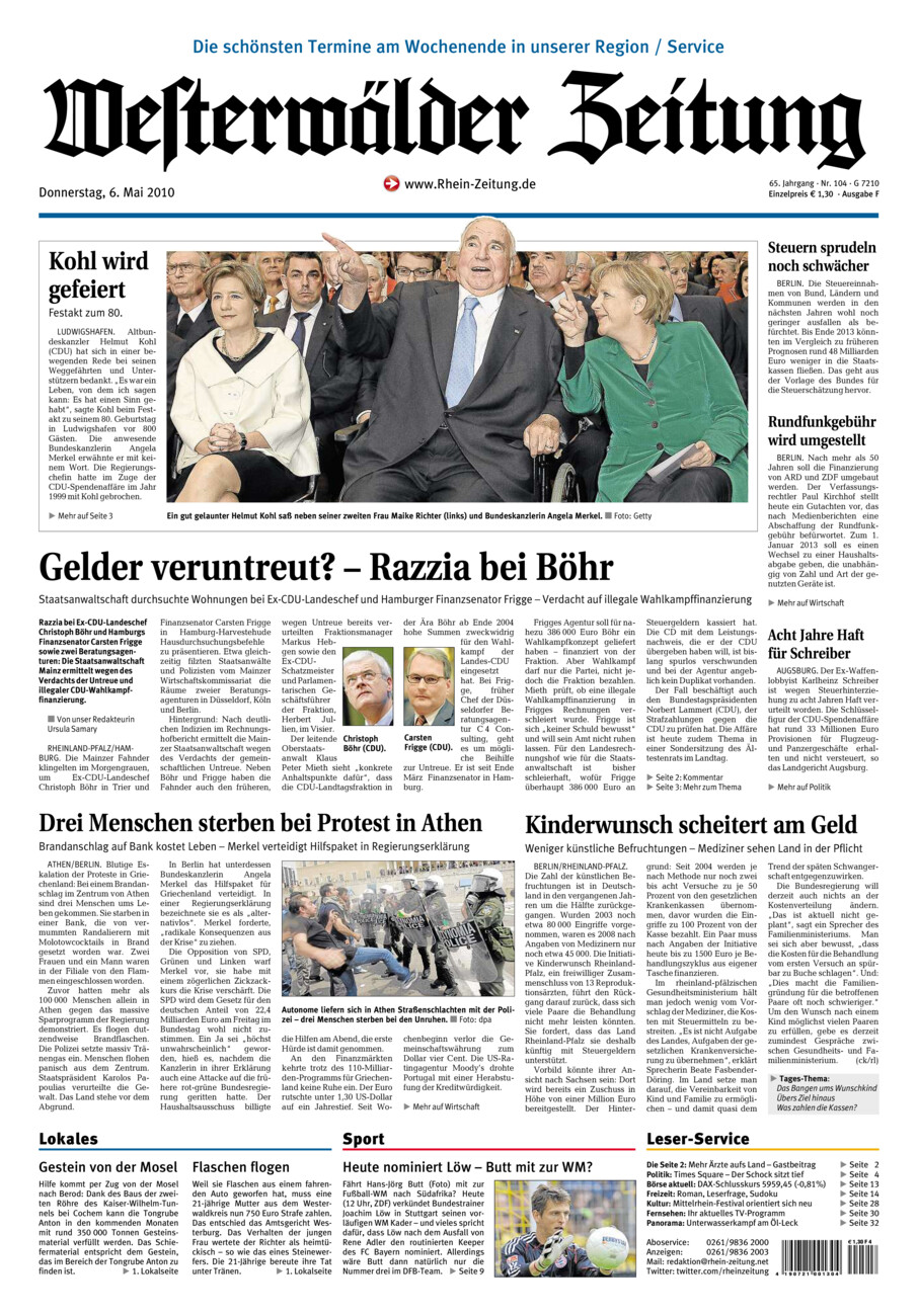 Westerwälder Zeitung vom Donnerstag, 06.05.2010