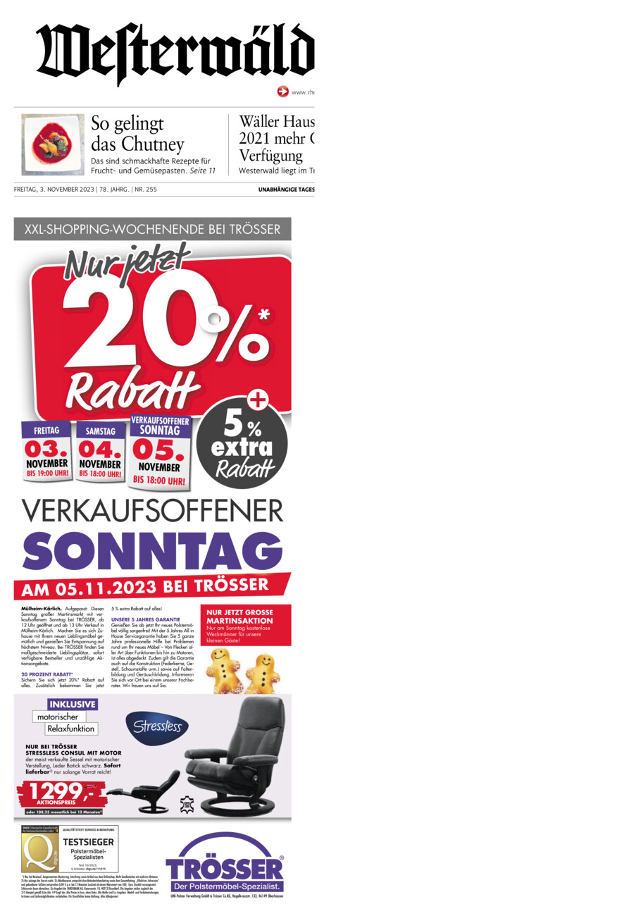 Westerwälder Zeitung vom Freitag, 03.11.2023