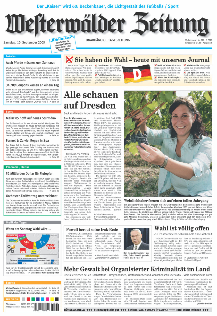 Westerwälder Zeitung vom Samstag, 10.09.2005