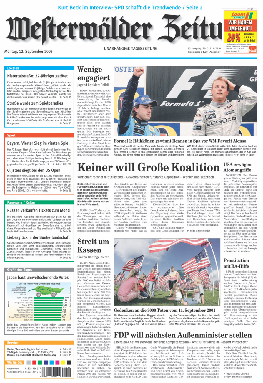Westerwälder Zeitung vom Montag, 12.09.2005