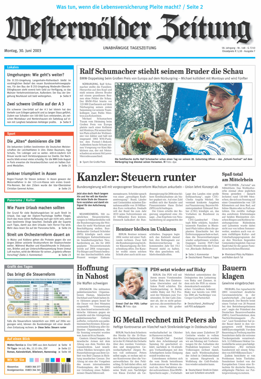Westerwälder Zeitung vom Montag, 30.06.2003