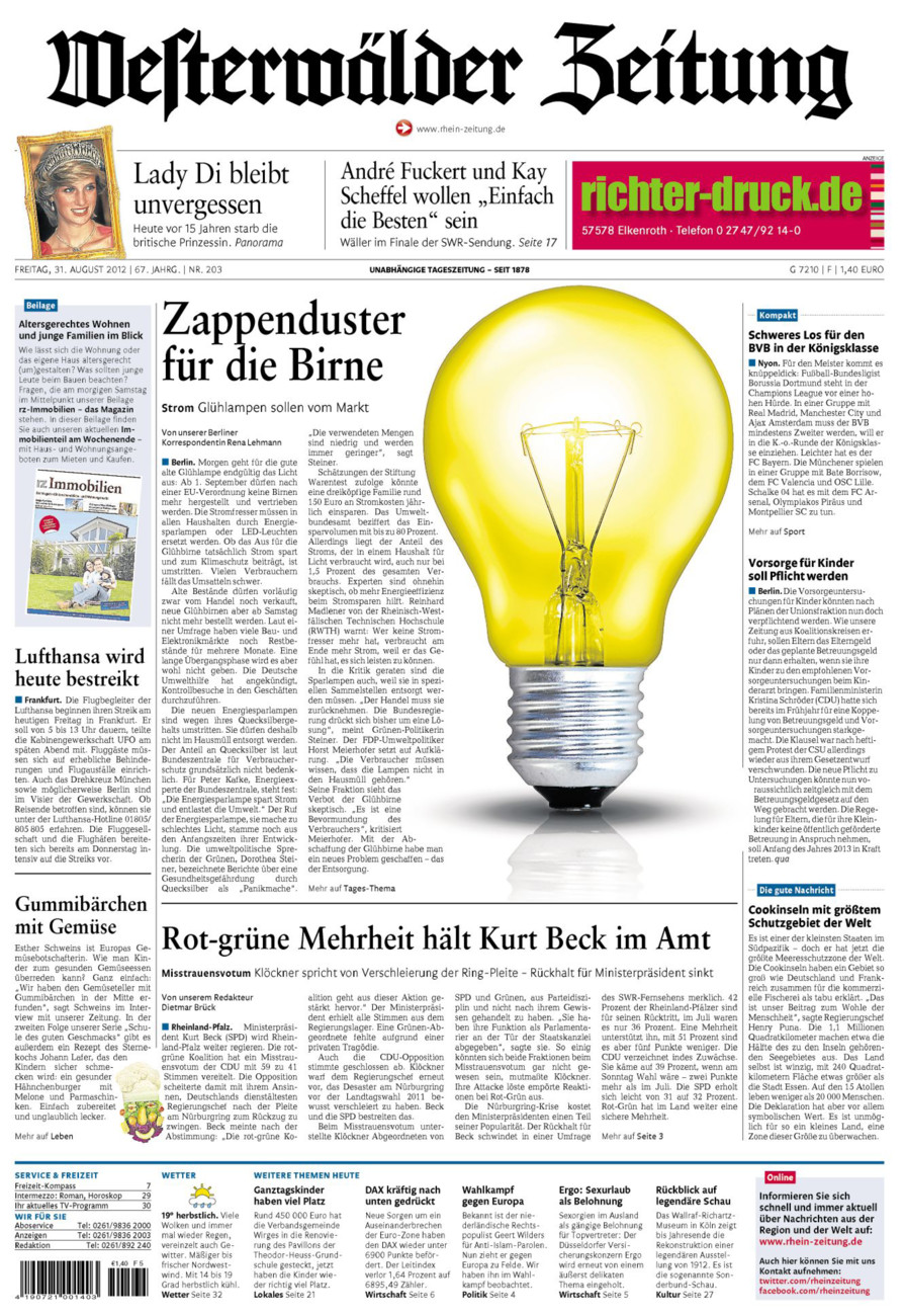 Westerwälder Zeitung vom Freitag, 31.08.2012