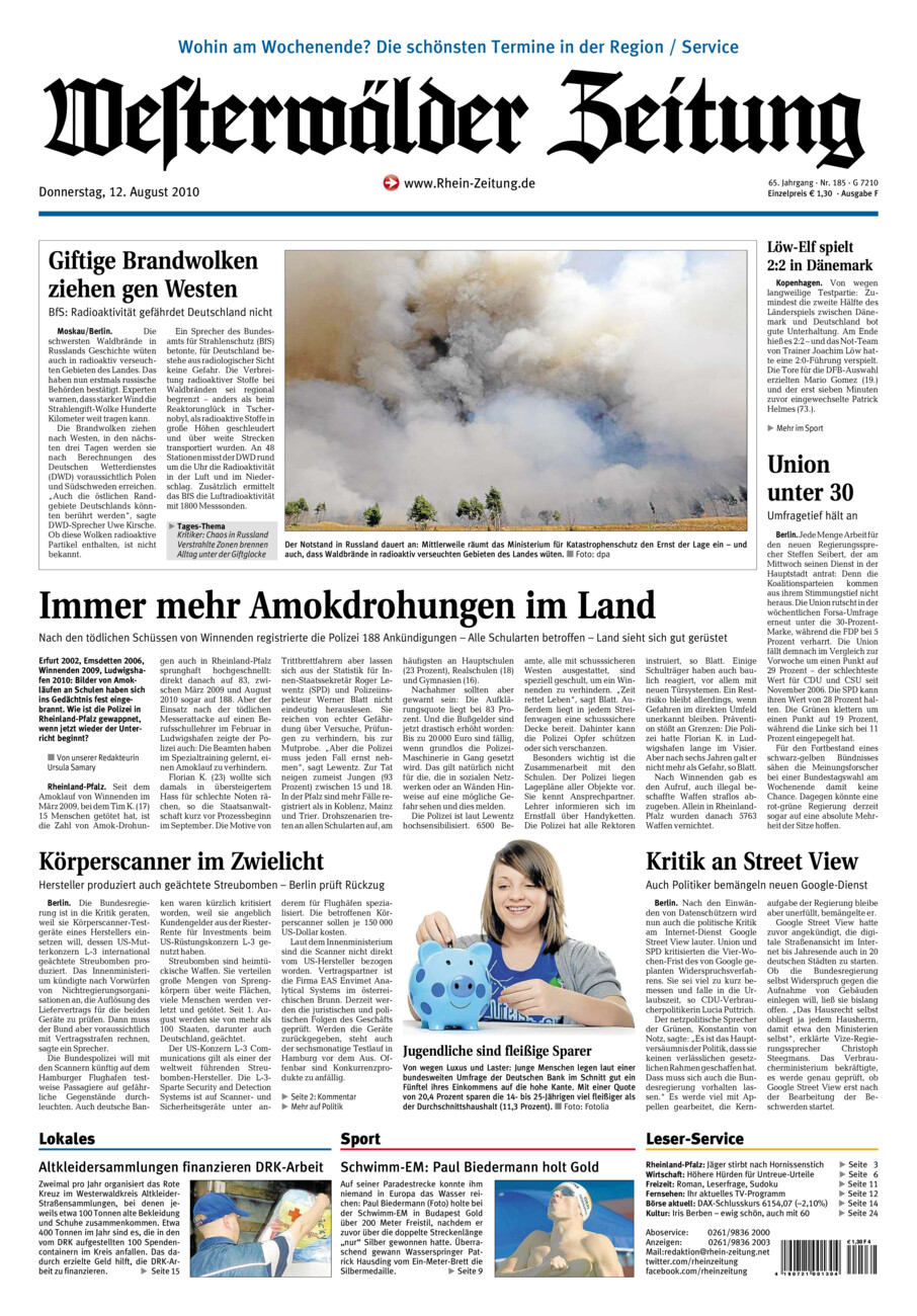 Westerwälder Zeitung vom Donnerstag, 12.08.2010
