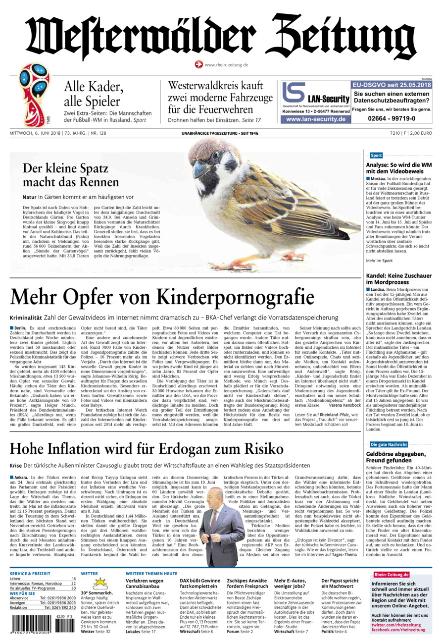 Westerwälder Zeitung vom Mittwoch, 06.06.2018