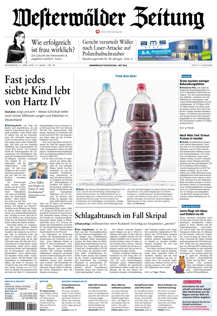 Westerwälder Zeitung vom Donnerstag, 05.04.2018