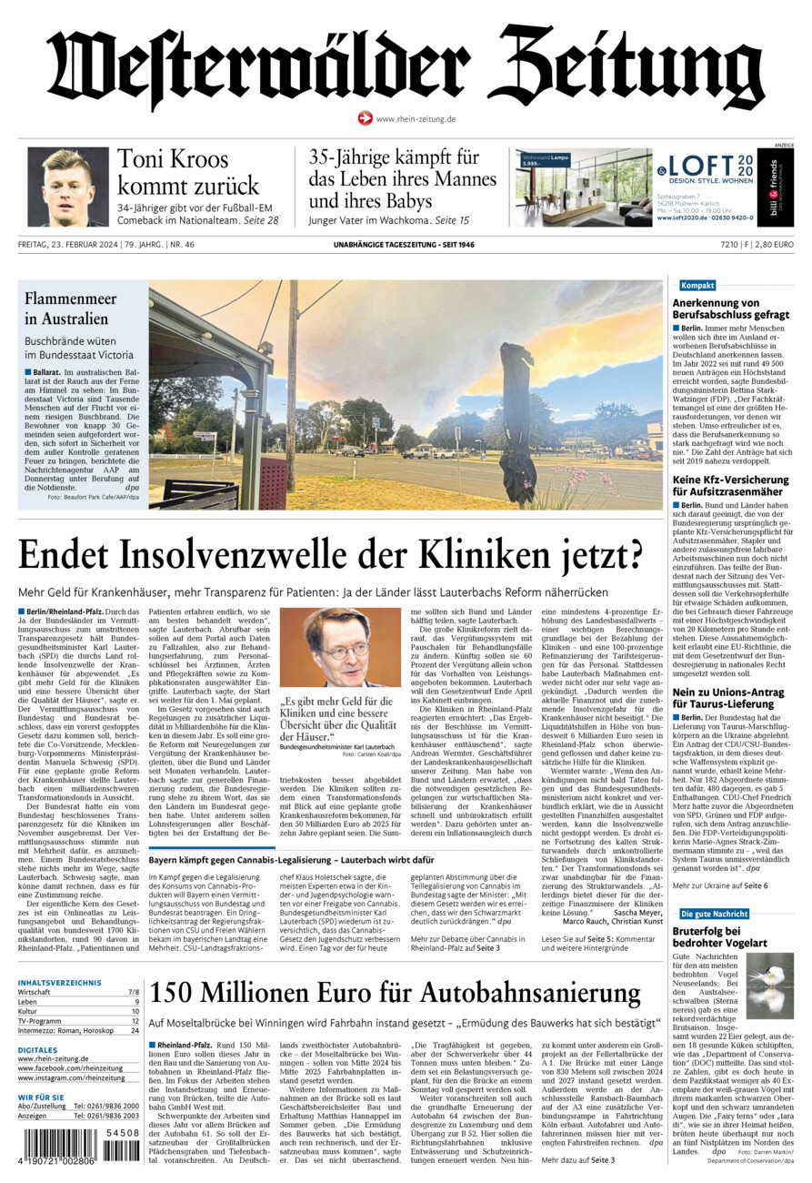 Westerwälder Zeitung vom Freitag, 23.02.2024