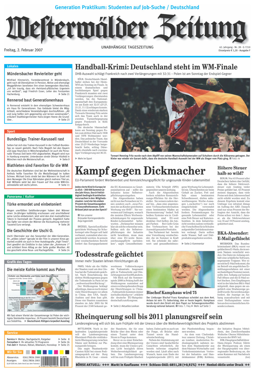 Westerwälder Zeitung vom Freitag, 02.02.2007
