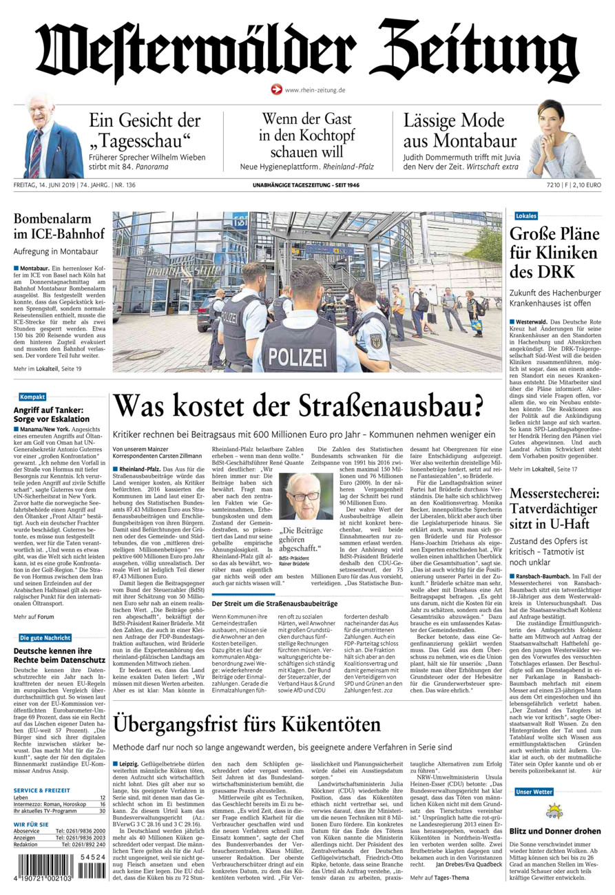 Westerwälder Zeitung vom Freitag, 14.06.2019