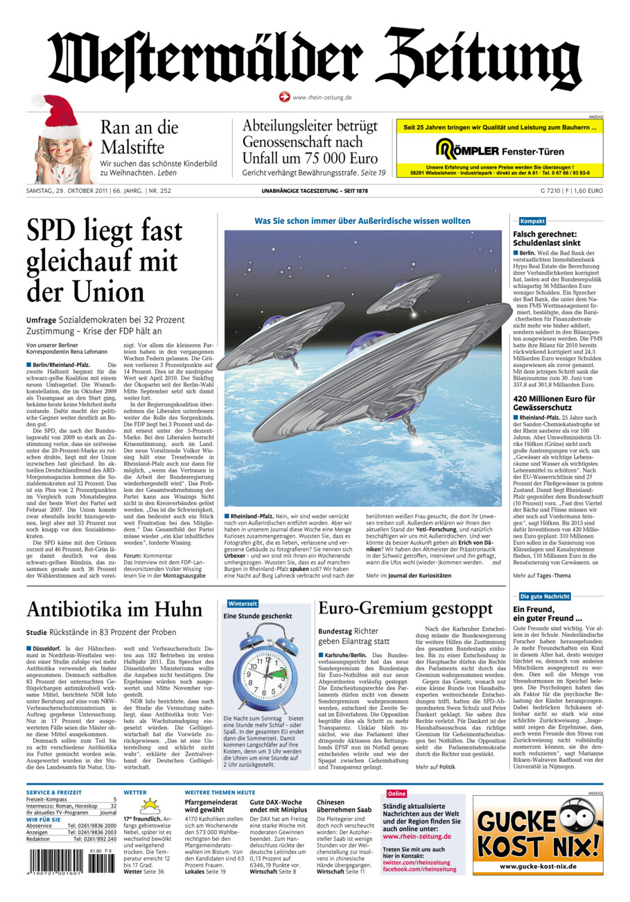 Westerwälder Zeitung vom Samstag, 29.10.2011