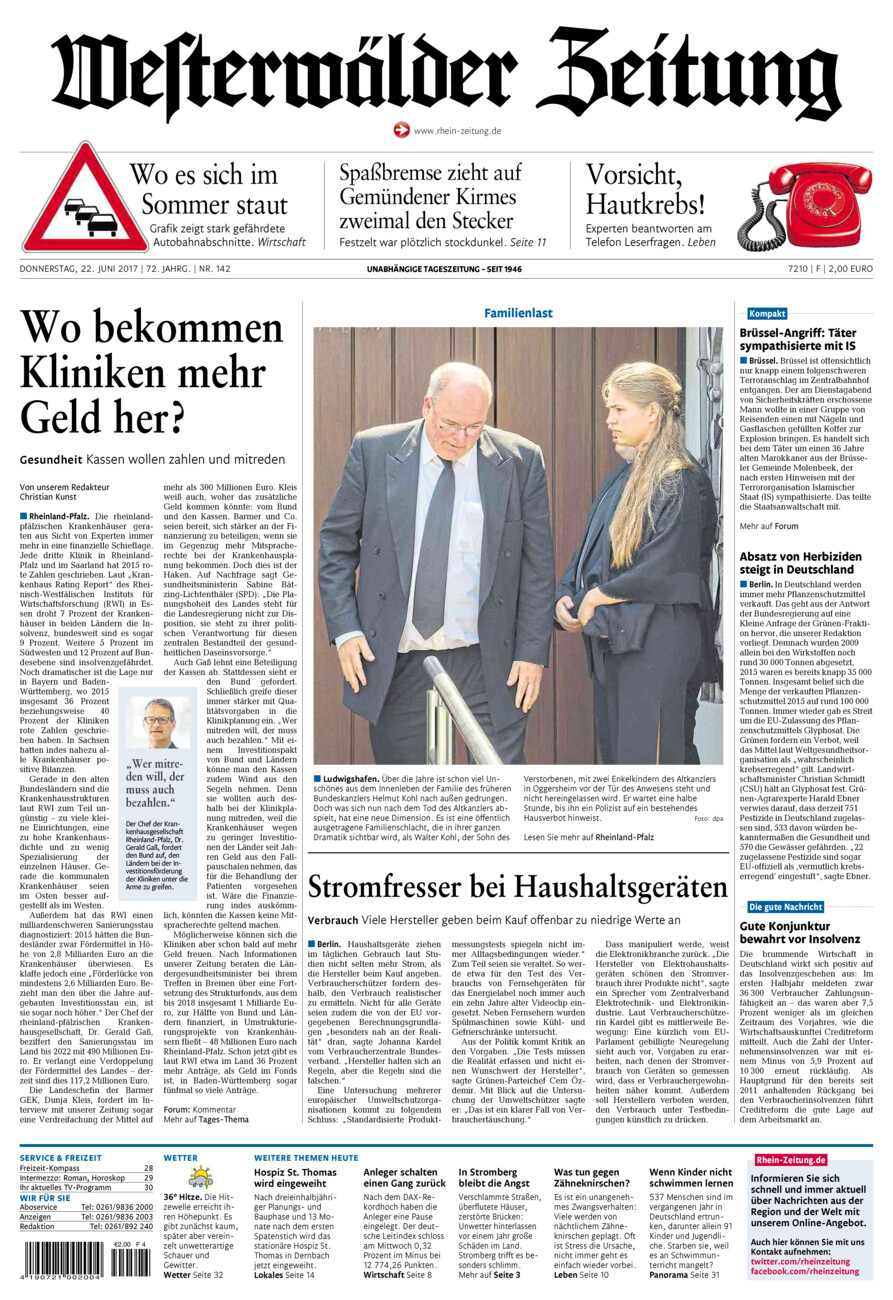 Westerwälder Zeitung vom Donnerstag, 22.06.2017