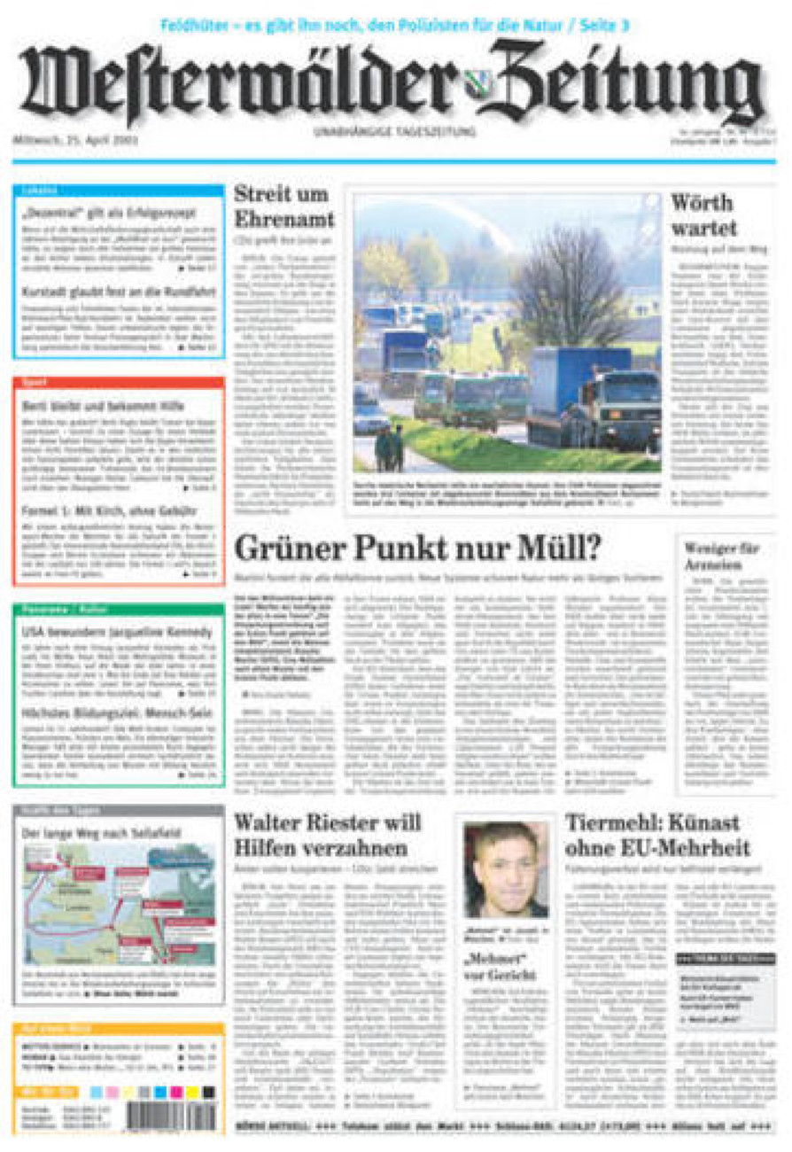 Westerwälder Zeitung vom Mittwoch, 25.04.2001