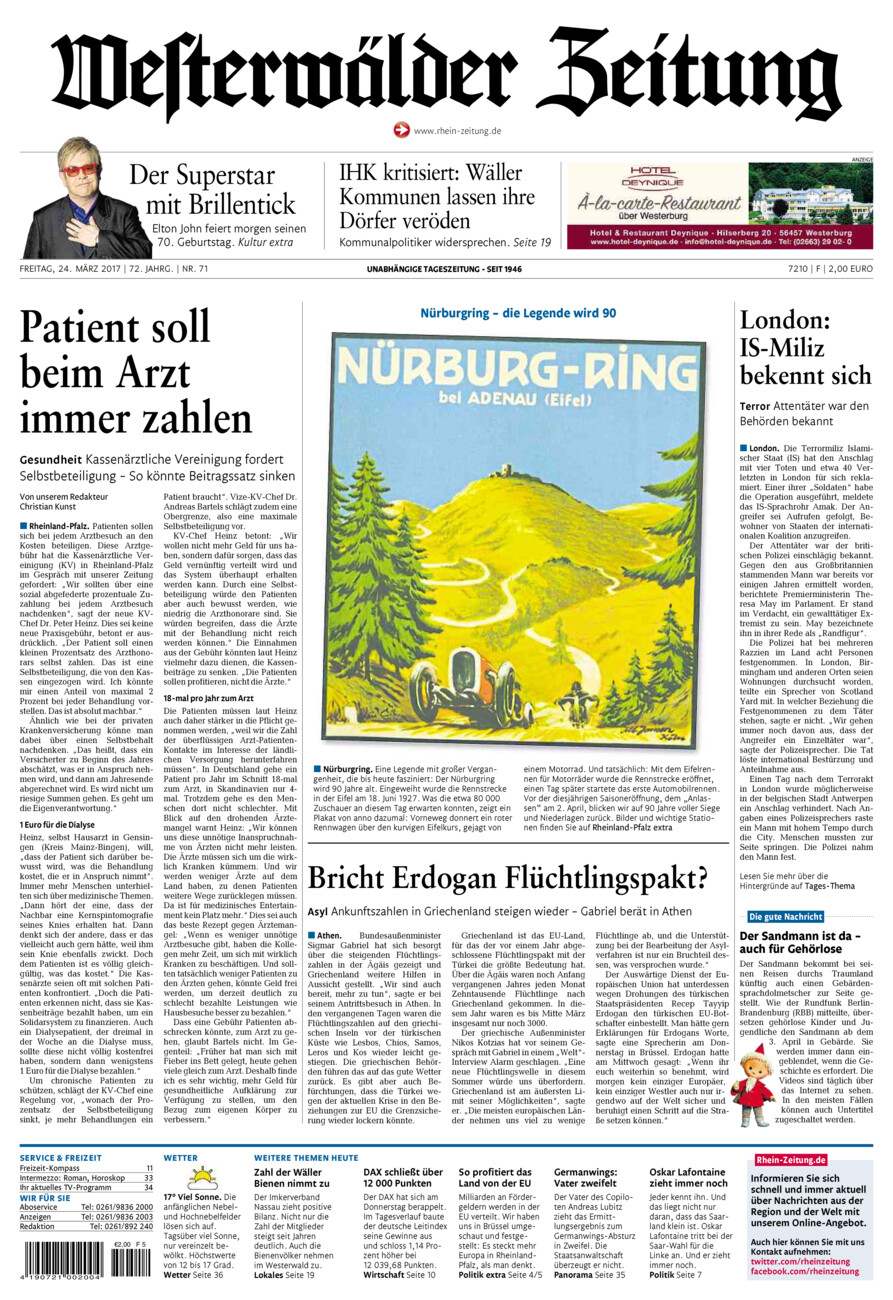 Westerwälder Zeitung vom Freitag, 24.03.2017