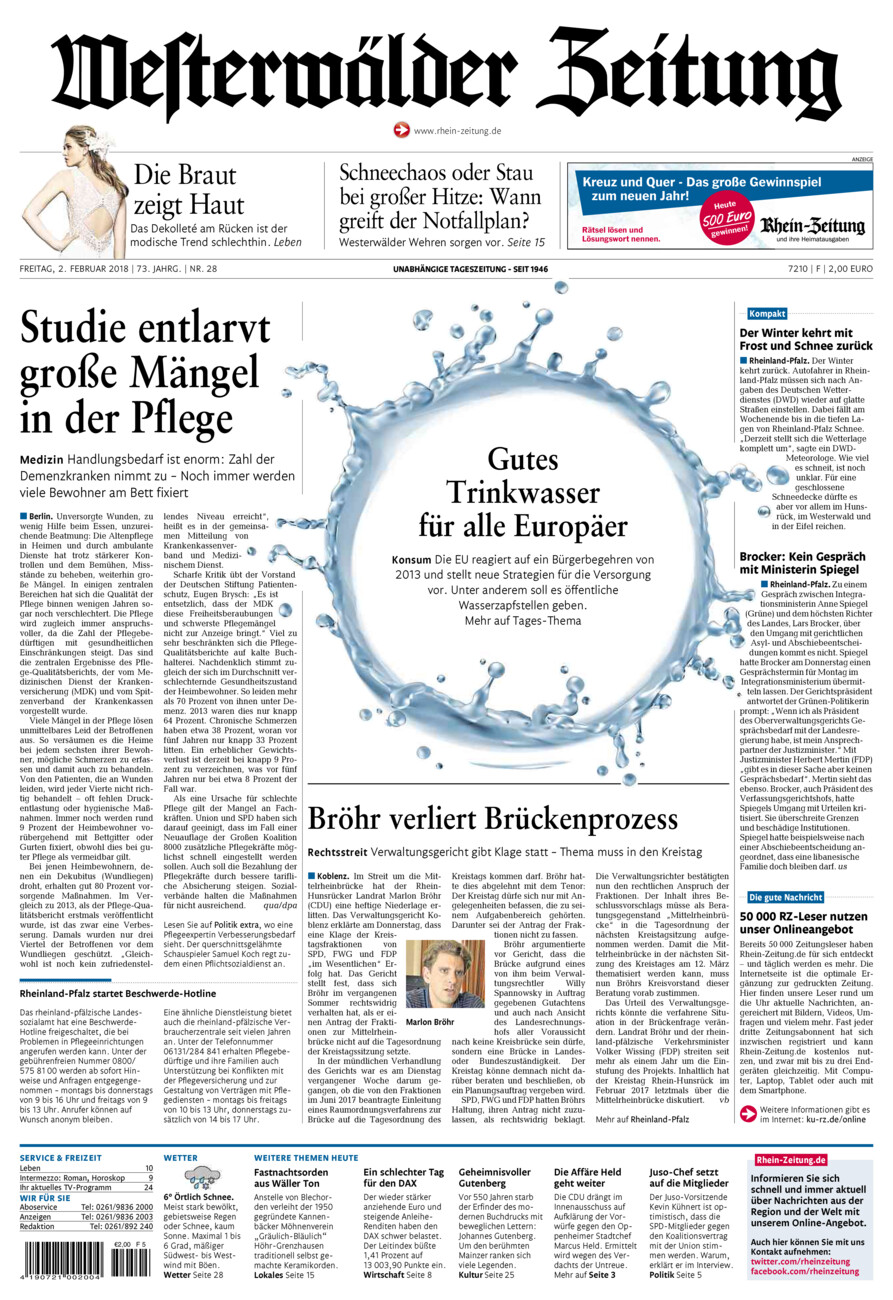 Westerwälder Zeitung vom Freitag, 02.02.2018