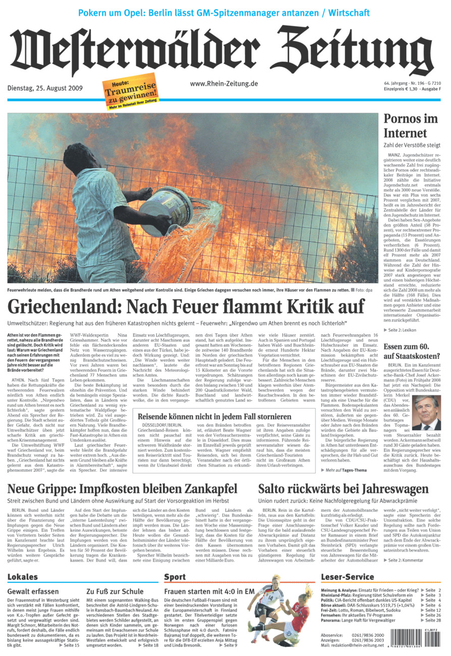 Westerwälder Zeitung vom Dienstag, 25.08.2009