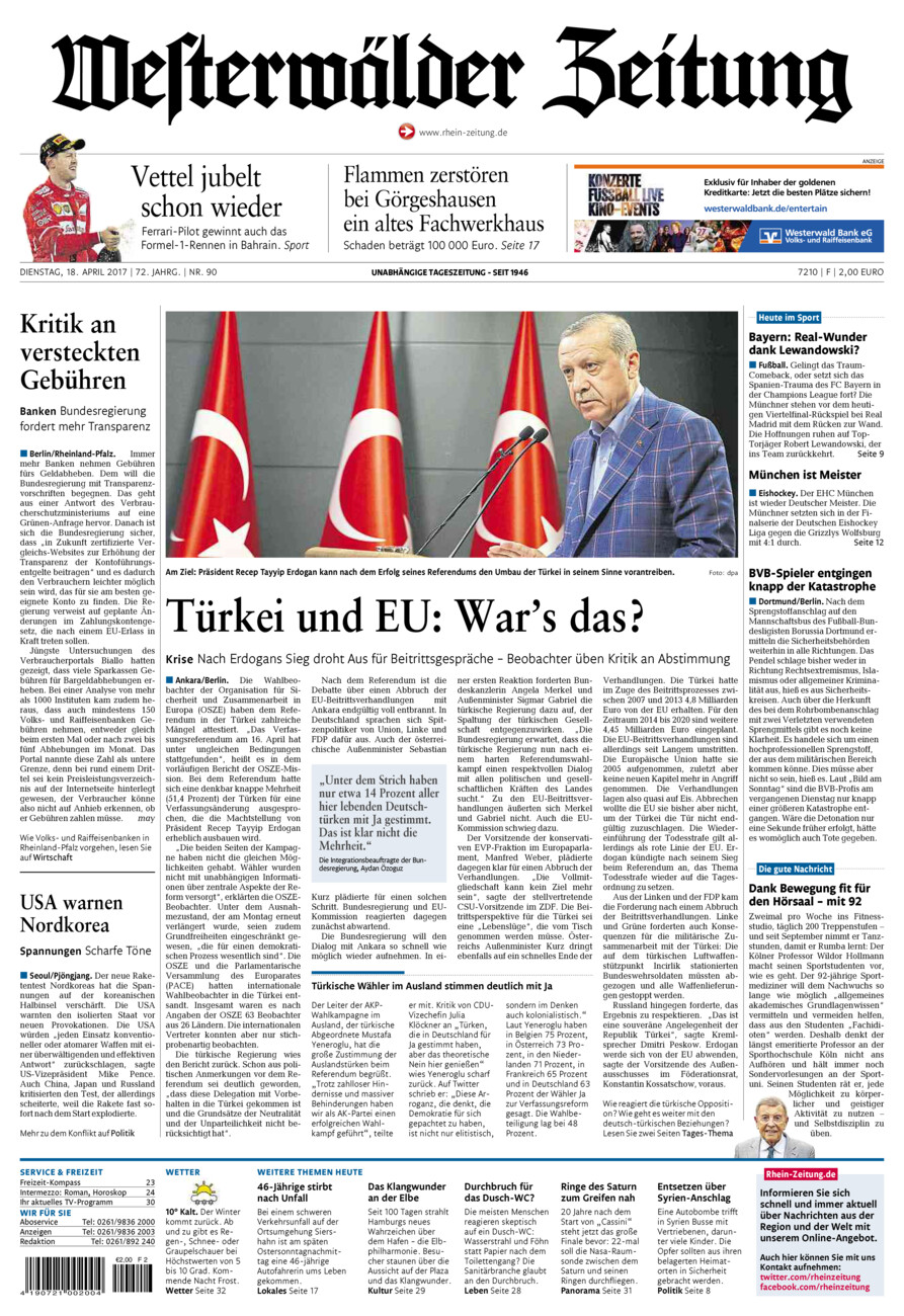Westerwälder Zeitung vom Dienstag, 18.04.2017