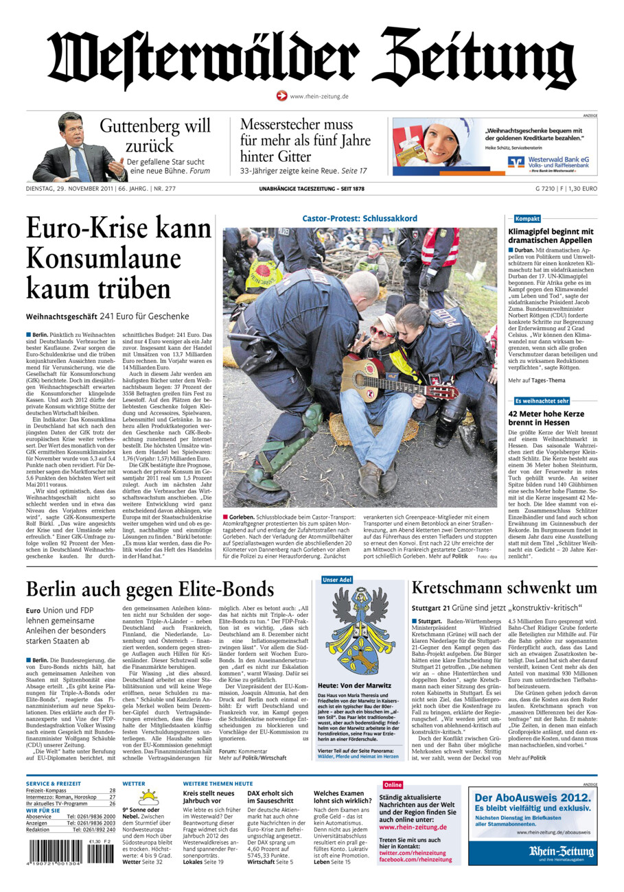 Westerwälder Zeitung vom Dienstag, 29.11.2011