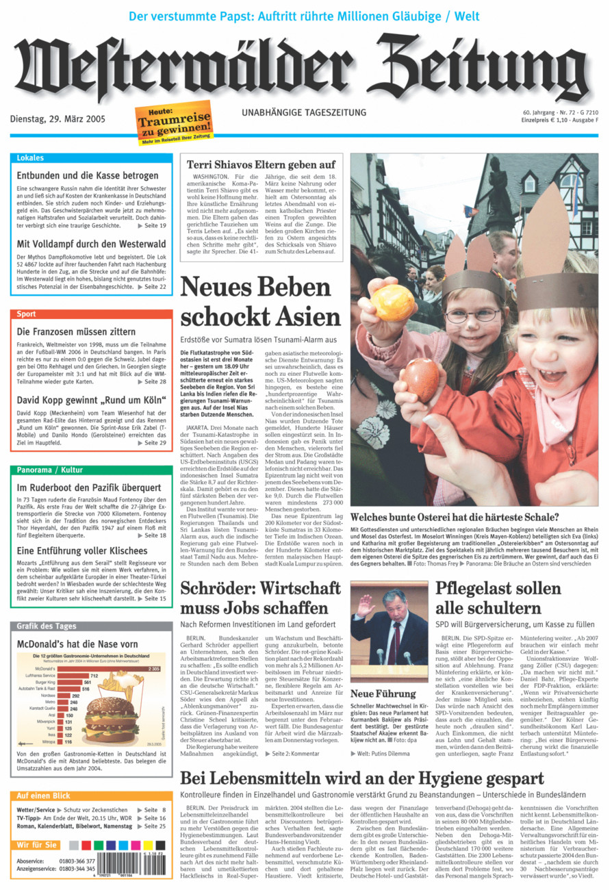 Westerwälder Zeitung vom Dienstag, 29.03.2005