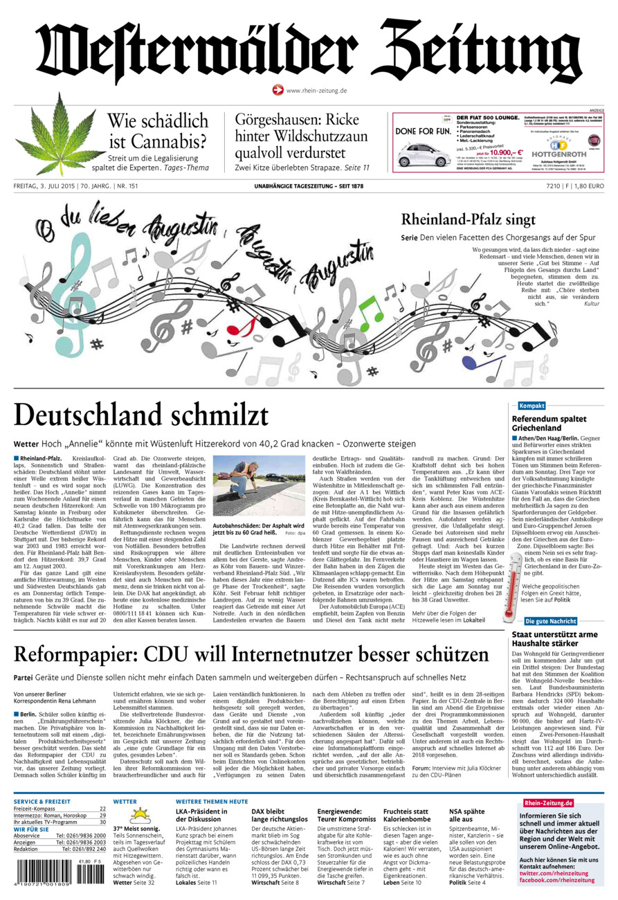 Westerwälder Zeitung vom Freitag, 03.07.2015