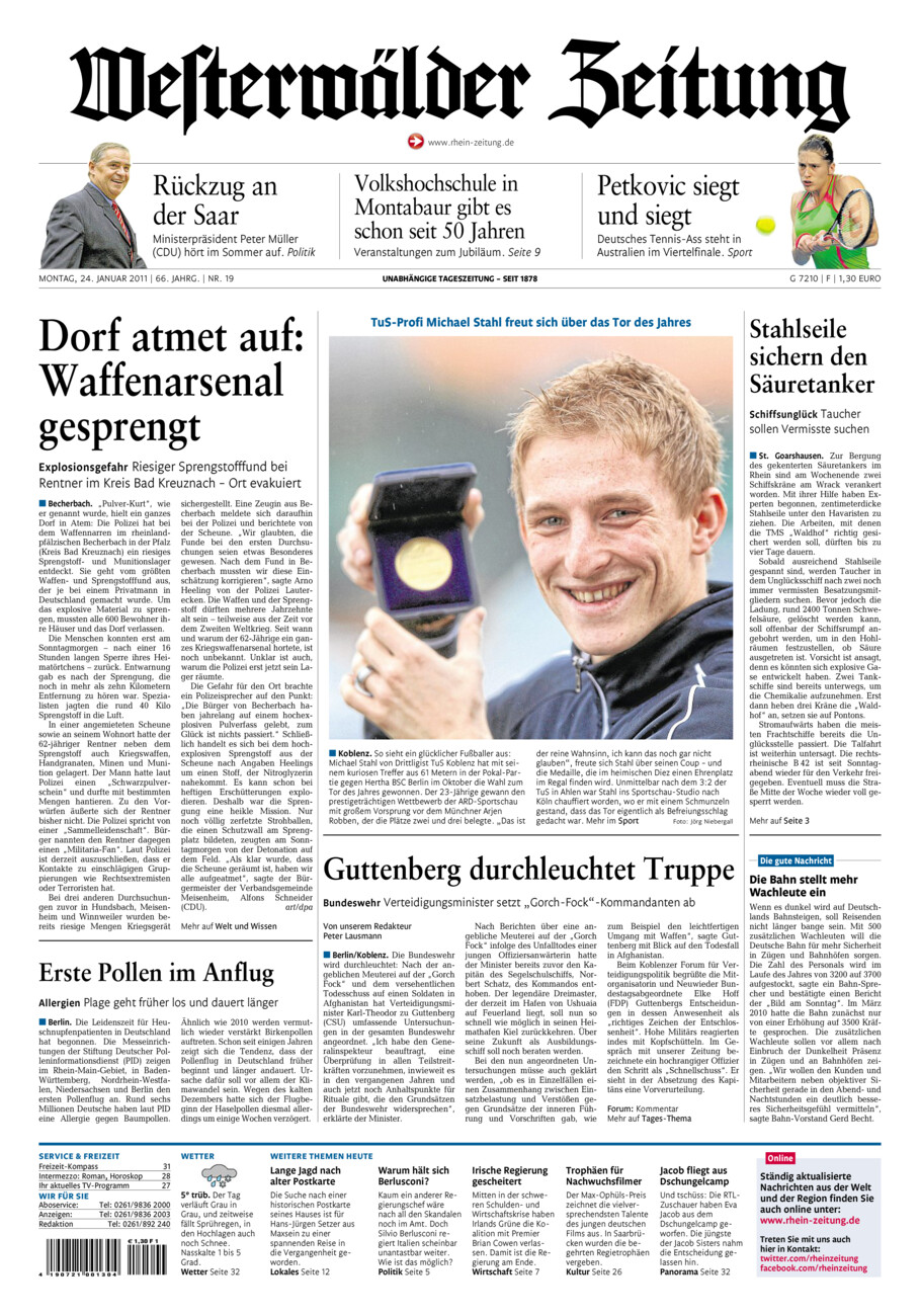 Westerwälder Zeitung vom Montag, 24.01.2011