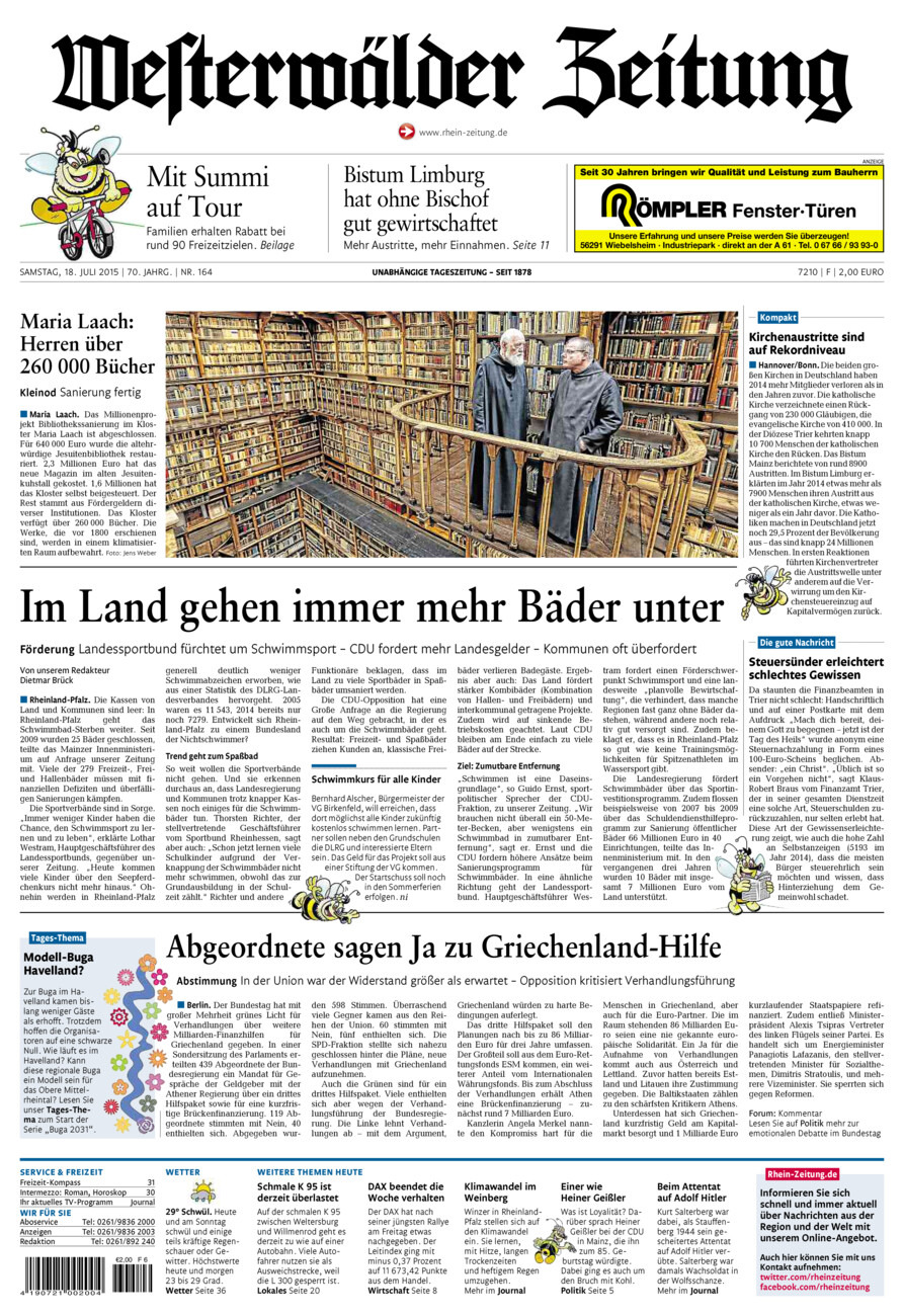 Westerwälder Zeitung vom Samstag, 18.07.2015