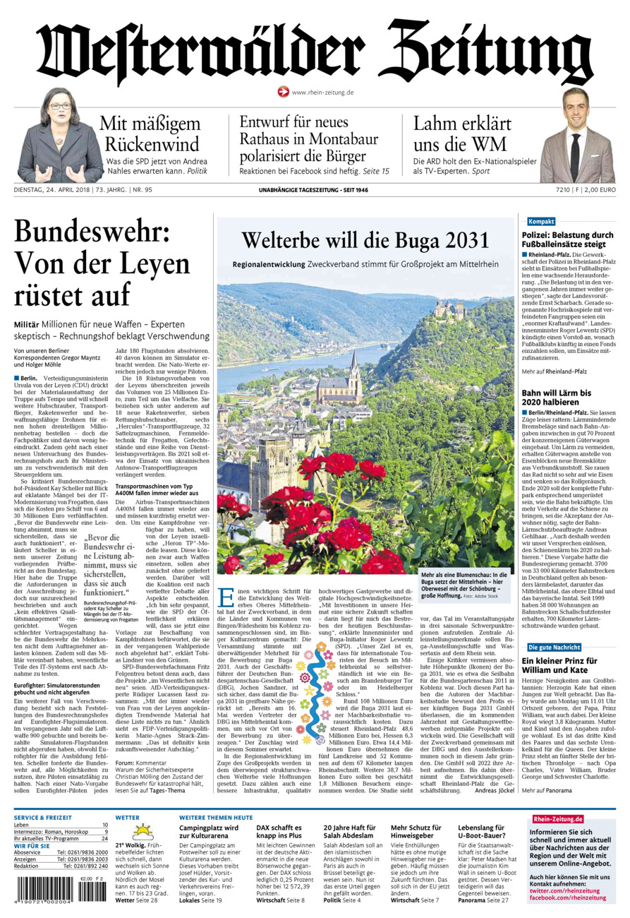 Westerwälder Zeitung vom Dienstag, 24.04.2018