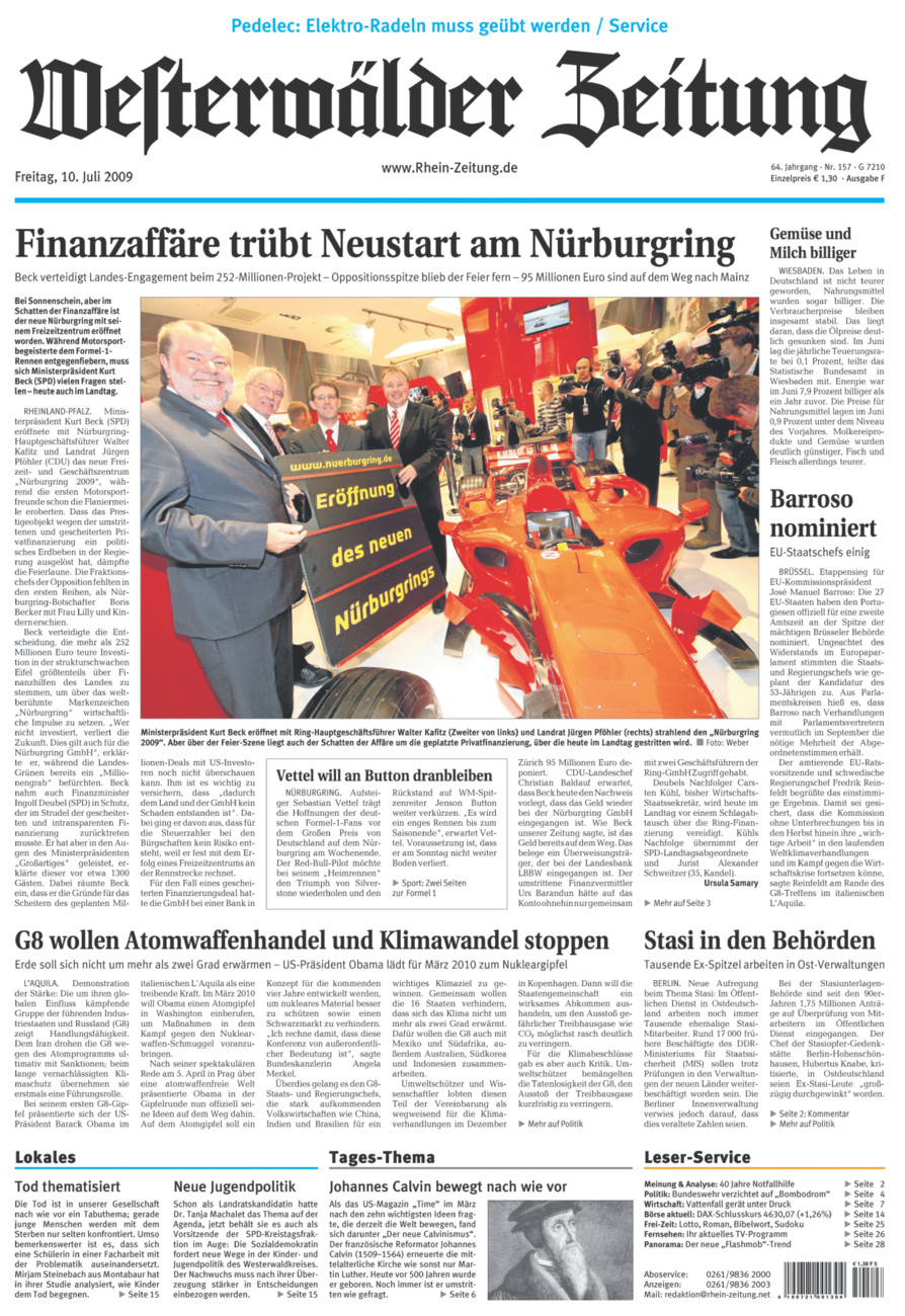 Westerwälder Zeitung vom Freitag, 10.07.2009