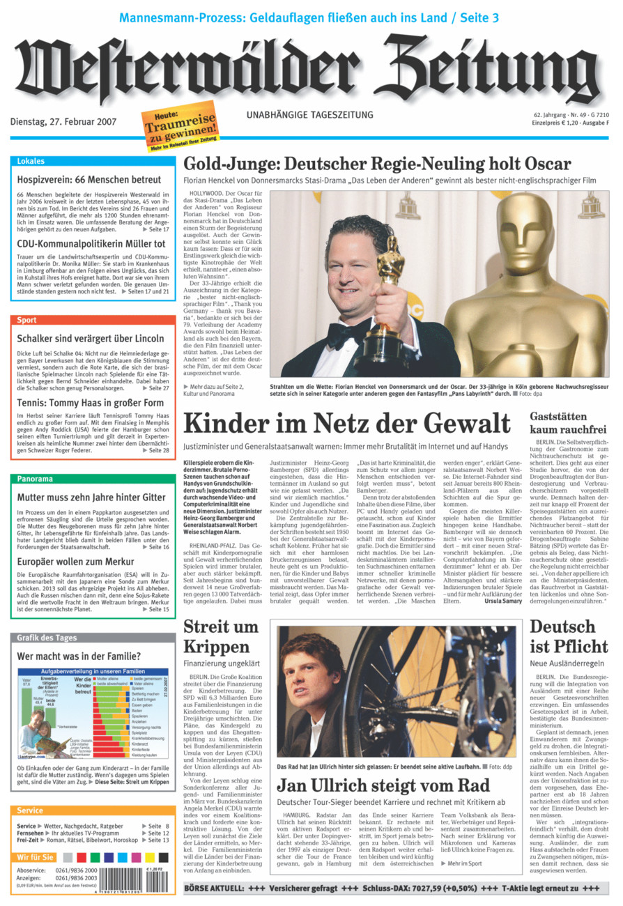 Westerwälder Zeitung vom Dienstag, 27.02.2007