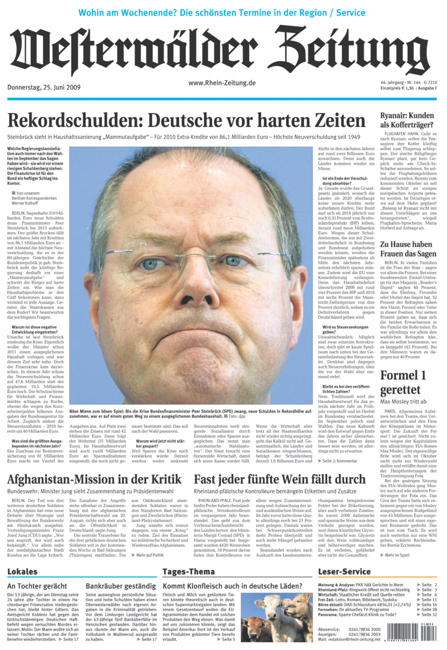 Westerwälder Zeitung vom Donnerstag, 25.06.2009