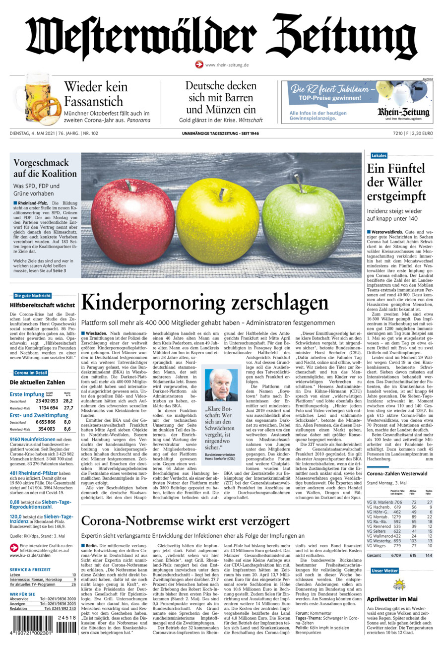 Westerwälder Zeitung vom Dienstag, 04.05.2021