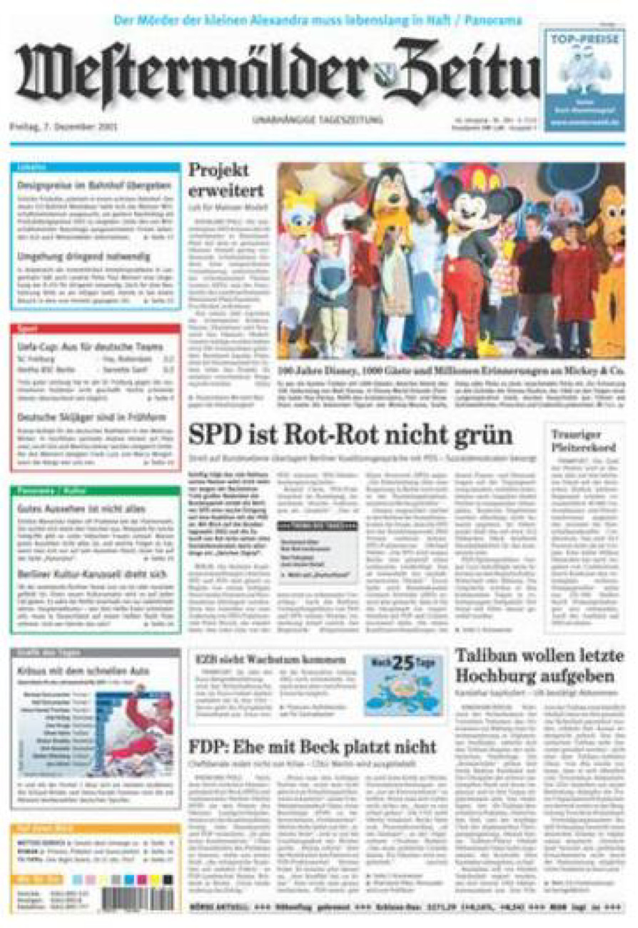 Westerwälder Zeitung vom Freitag, 07.12.2001