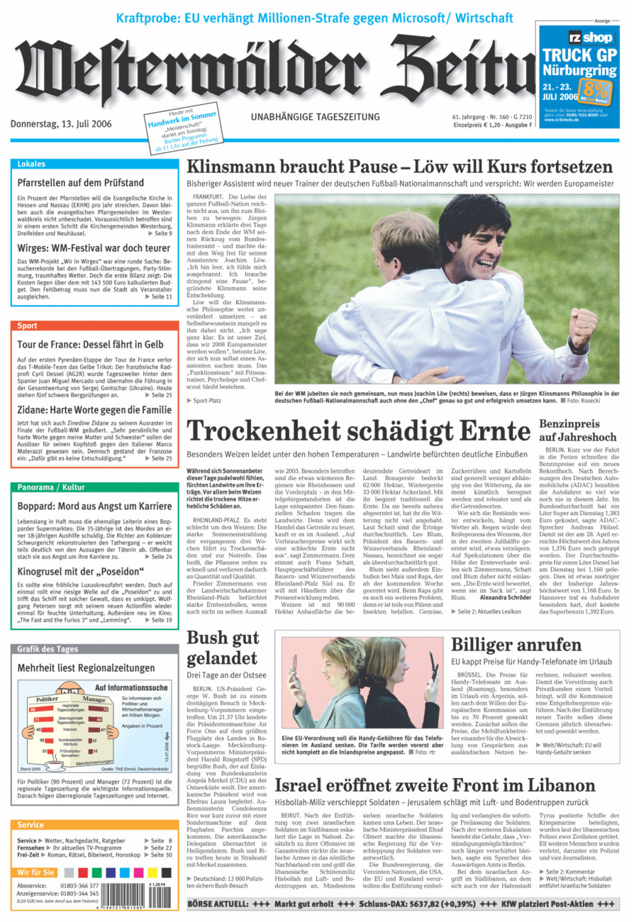 Westerwälder Zeitung vom Donnerstag, 13.07.2006