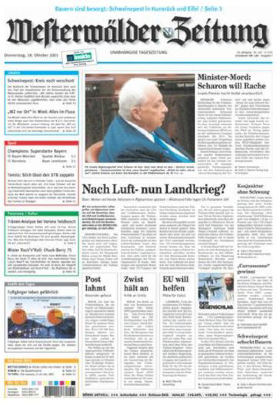 Westerwälder Zeitung vom Donnerstag, 18.10.2001