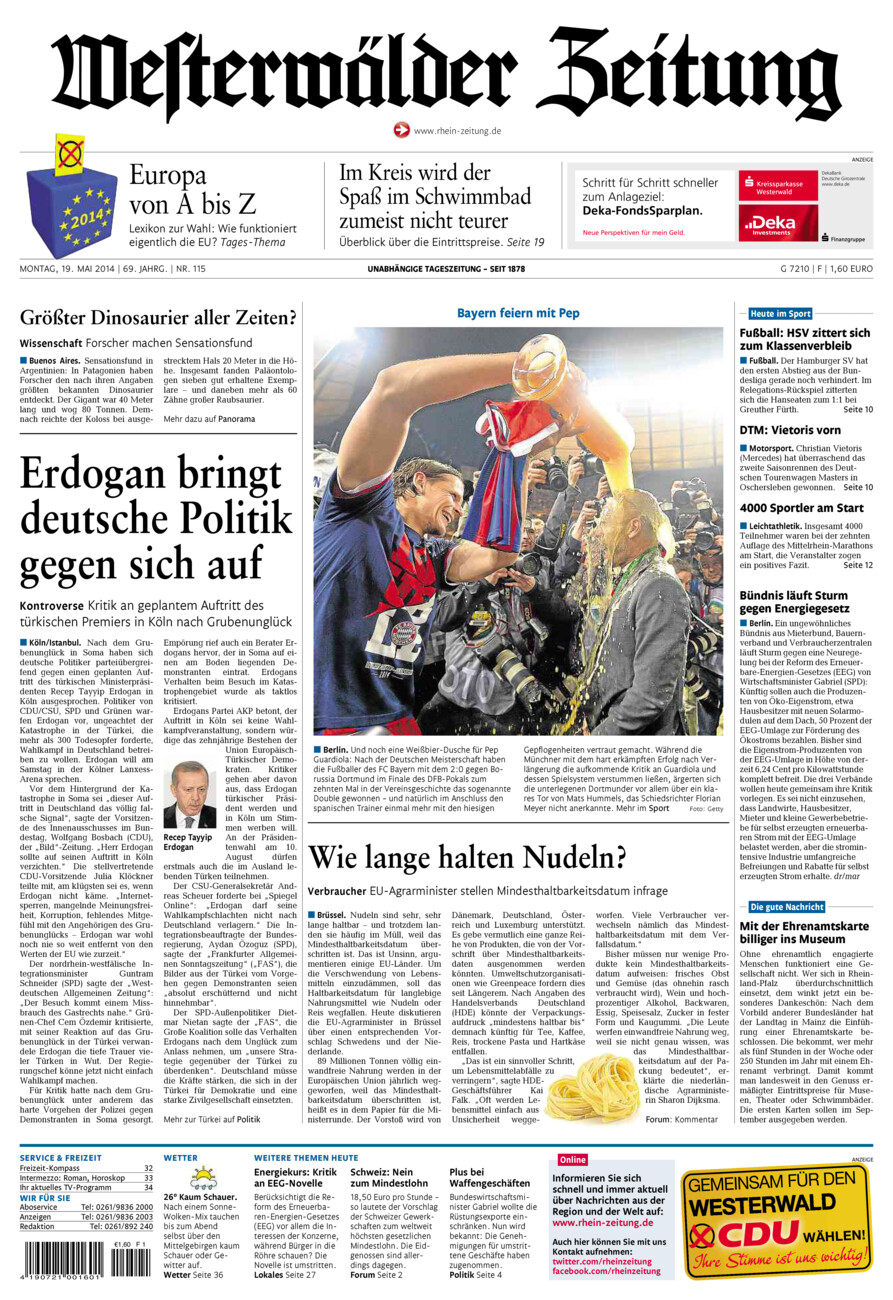 Westerwälder Zeitung vom Montag, 19.05.2014