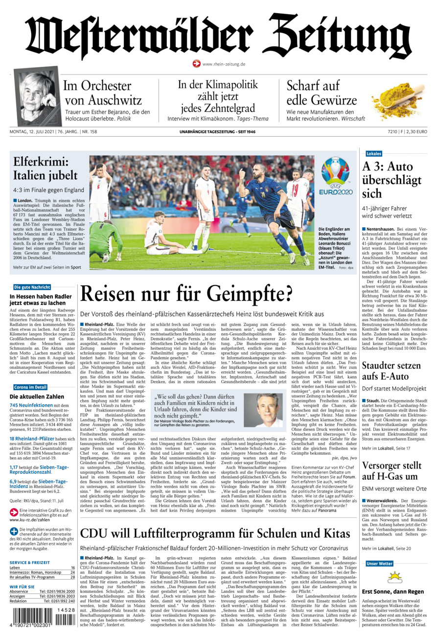 Westerwälder Zeitung vom Montag, 12.07.2021