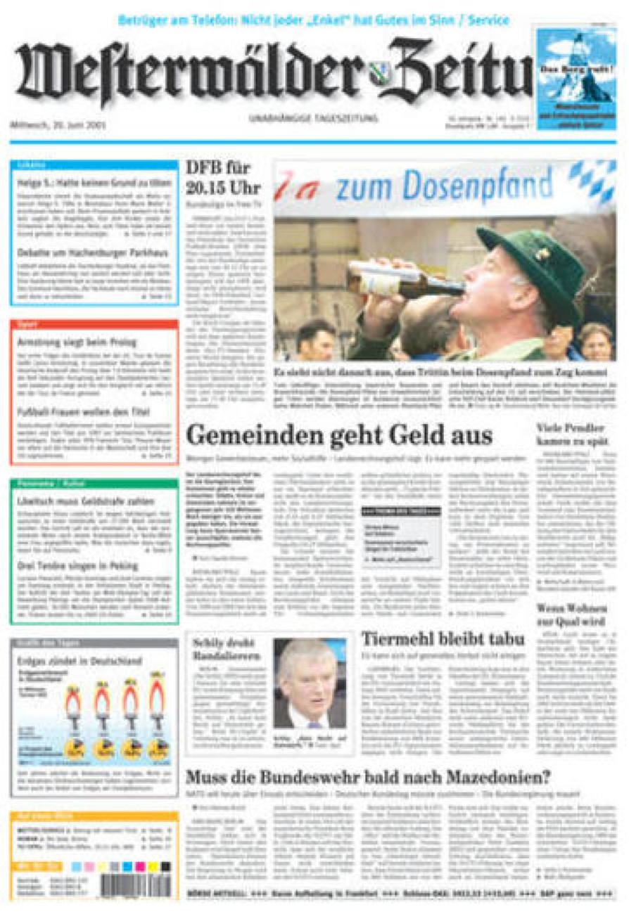 Westerwälder Zeitung vom Mittwoch, 20.06.2001