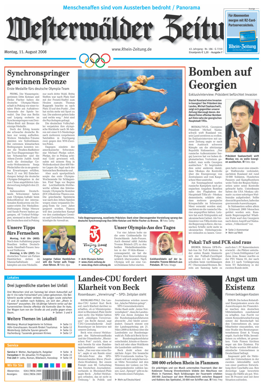 Westerwälder Zeitung vom Montag, 11.08.2008