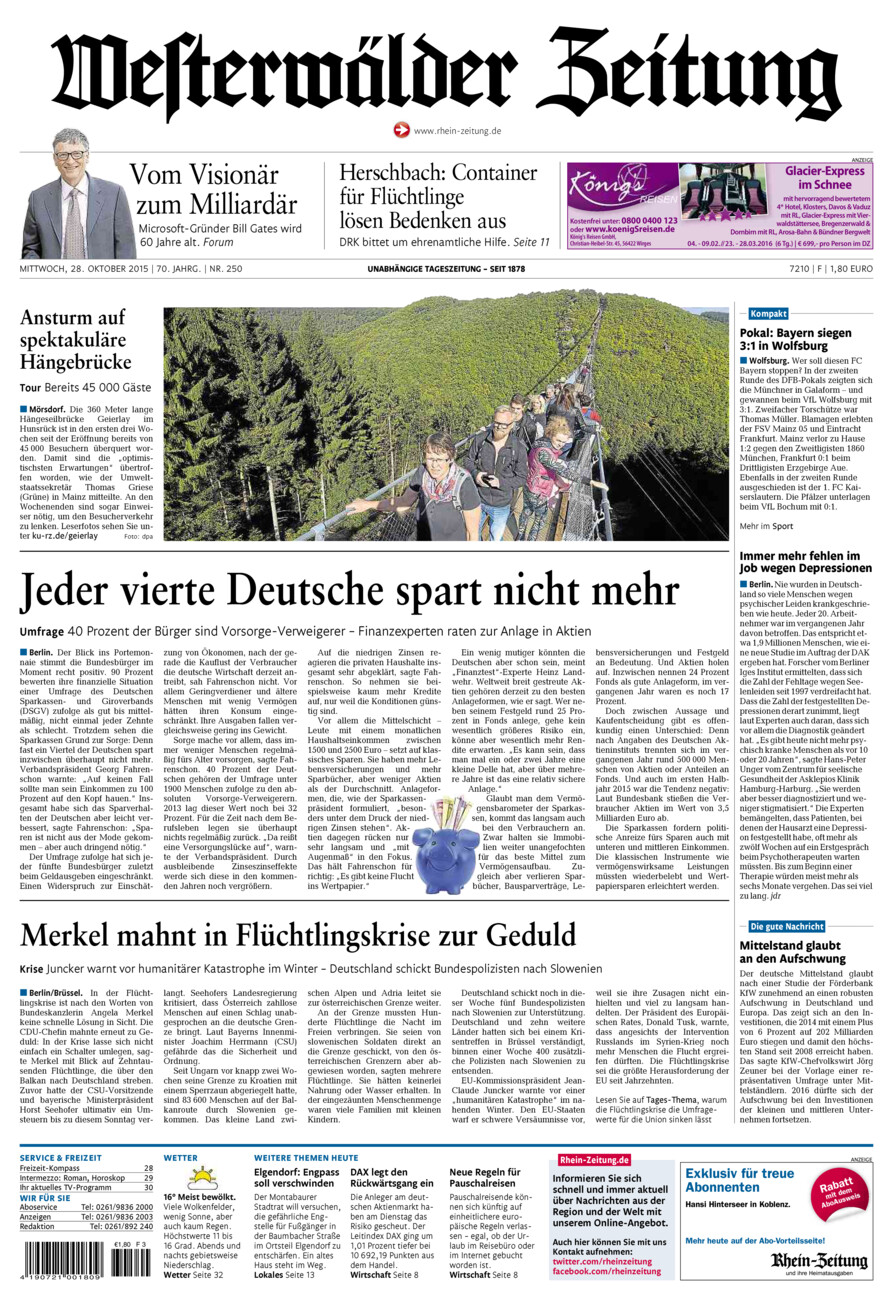 Westerwälder Zeitung vom Mittwoch, 28.10.2015